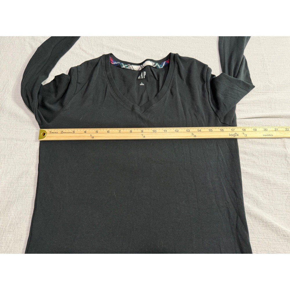 Gap Women's V-Neck Long Sleeve Top Black Cotton Modal Blend Size L GP006391 - Picture 6 of 11
